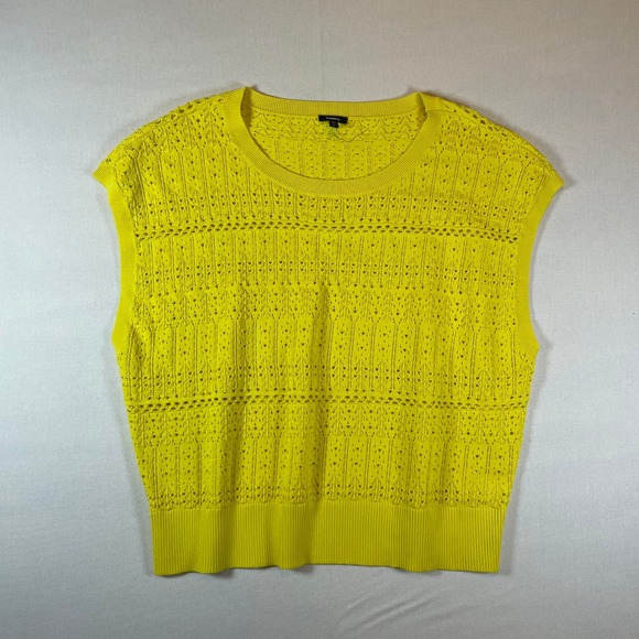 Express Yellow Laser Cut Women's Knit Sleeveless Vest Top - Size XL - Picture 2 of 7